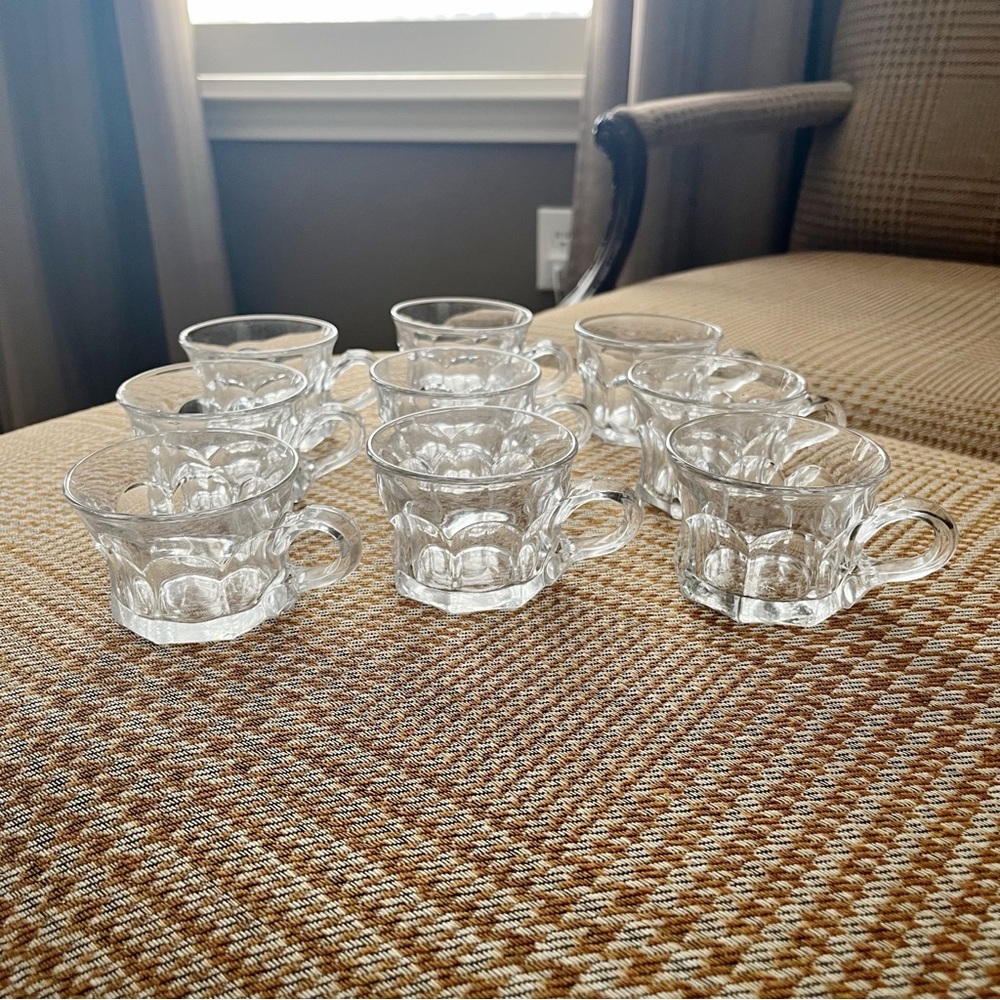 Heisey Glass Colonial 8 Panel Punch Cups Set of 9